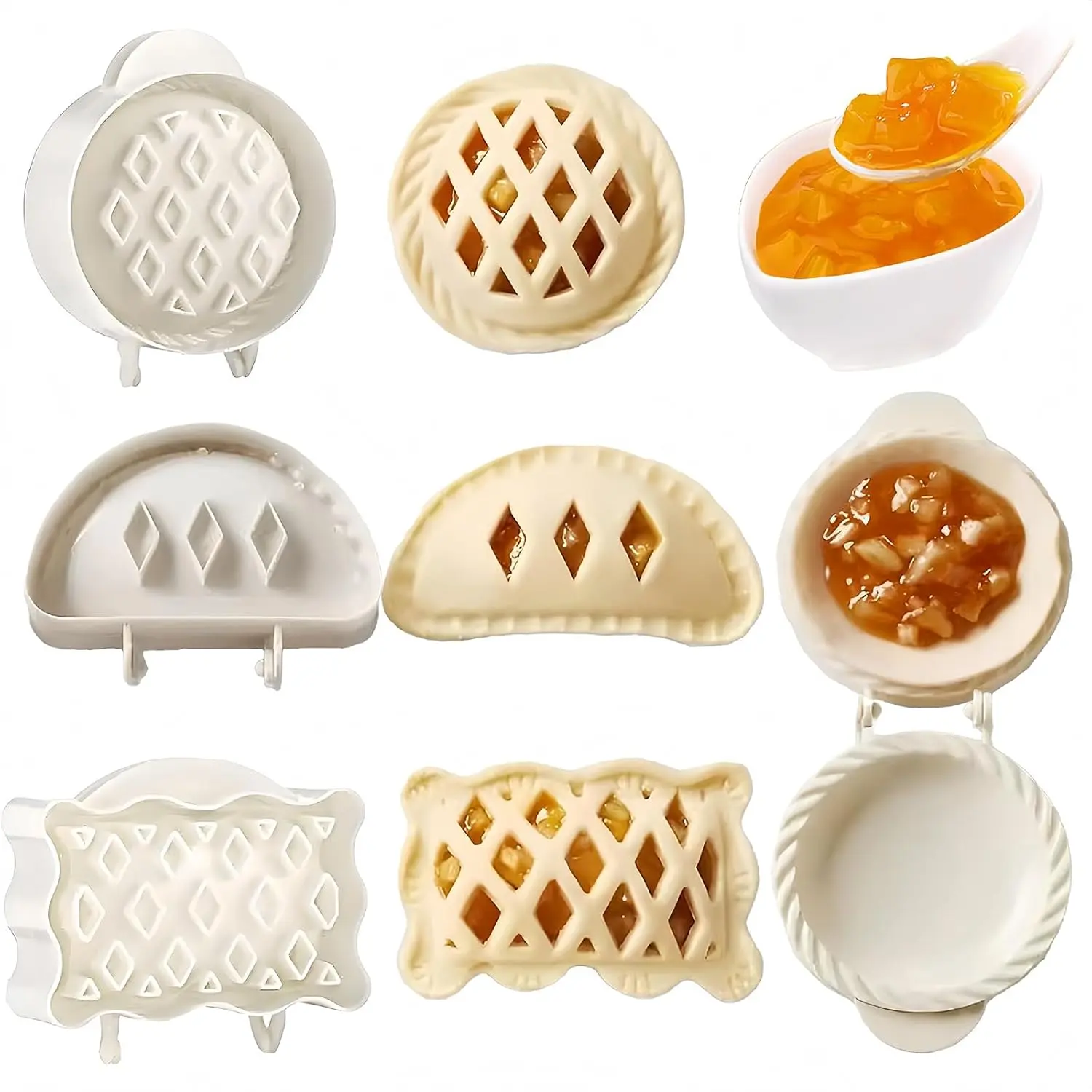 Dough Presser Pocket,Mini Pie Molds,-Handed Cookie Maker, 3 Shape Christmas  Pie Molds.(Round Pie Mold)