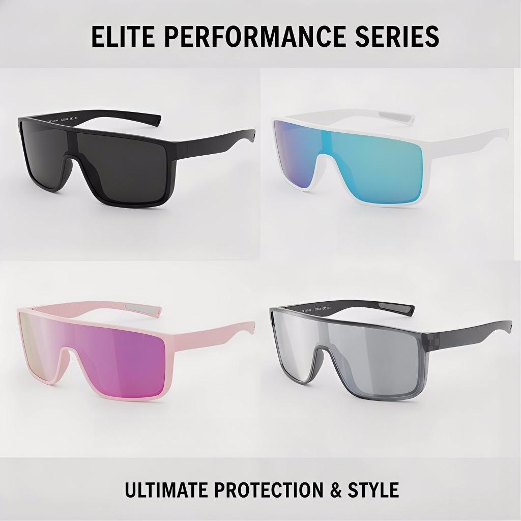 Elite Performance Series Polarized Sunglasses for Men and Women, 4 Vibrant Colors Wrap Around Shield, UV400 Ultimate Protection Lightweight Sports Glasses for Cycling Driving Hiking Running
