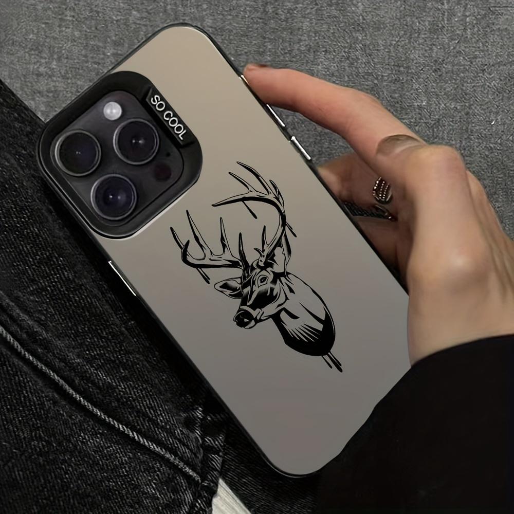 Phone case for iPhone 16 Pro Max 15 Plus 14 13 12 11 XR XS Line Deer Head Pattern Anti-Scratch Shockproof Pocket-Friendly durable Cover