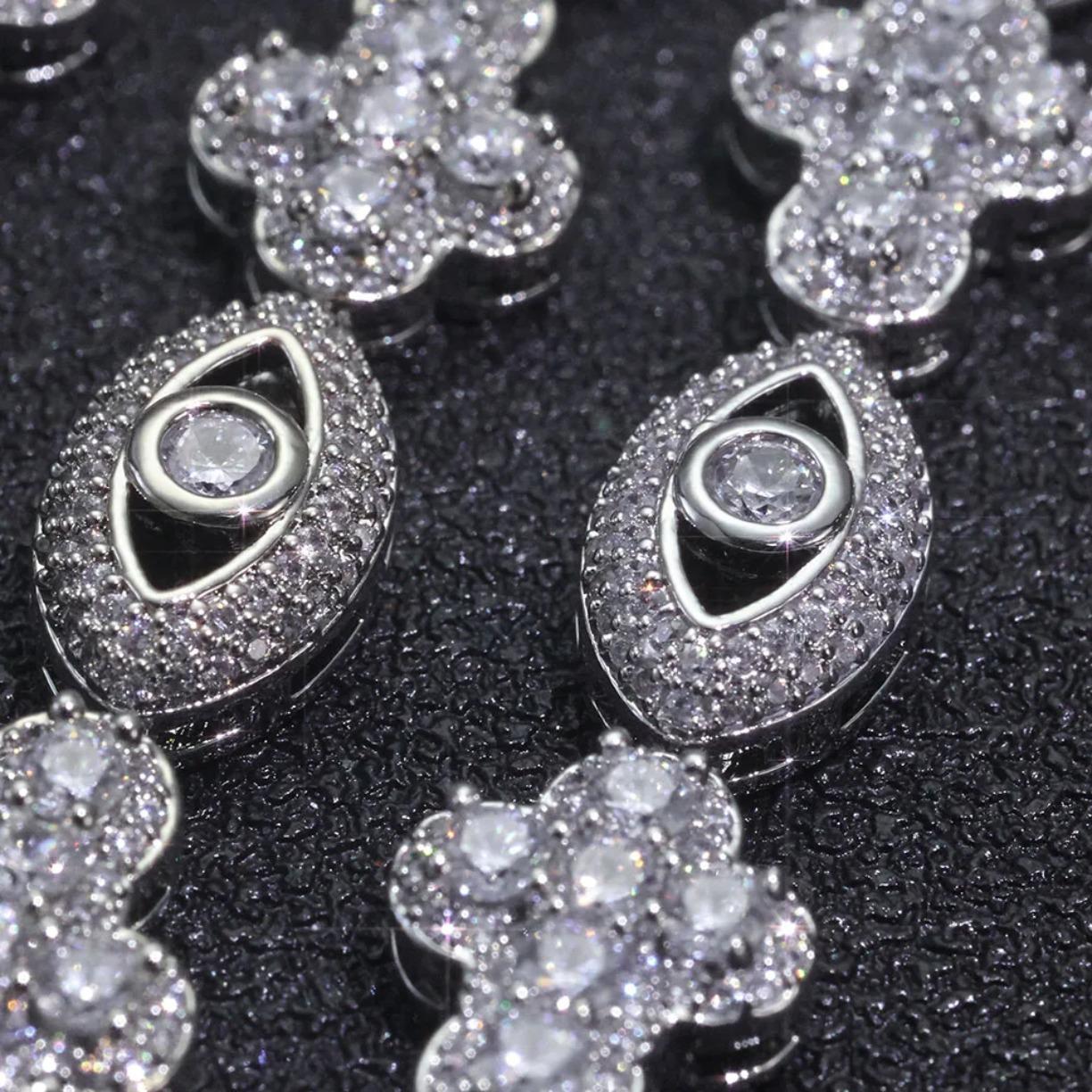 Eye Cross Cuban Chain Moissanite Bracelet S925 Silver Moissanite Hip Hop Jewelry Micro Pave Design Gift for Men Women