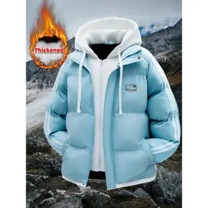 Men'S Winter Hooded Coat - Thick Insulated Cold Weather Jacket with Full-Zip Closure, Loose Fit Hoodie, Front Zipper Pocket - Non-Stretch Outer Shell for Everyday & Formal Outfits - Easy-Care Winter Outerwear, Winter Jacket, Casual Outerwear, Trendy