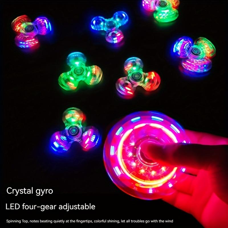 12pcs LED Crystal Fidget Spinner with Vibrant Lights - Glow-in-the-Dark, Adjustable Relax Gyroscope, Transparent PC Material, 4-Gear Colorful Spinning Top for Youngsters, Fidget Toys