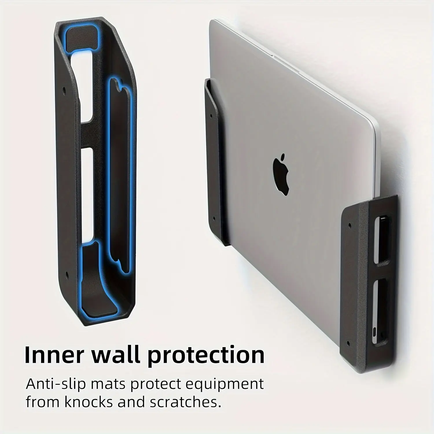 Wall& Under Desk Laptop Mount Holder with Adhesive& Screws In, 1.02"/ 26mm Thick, Anti-Scratch Pads, Universal for MacBooks, Surface, Keyboards, Tablets, Switch& More Universal, Laptop Stand Holder