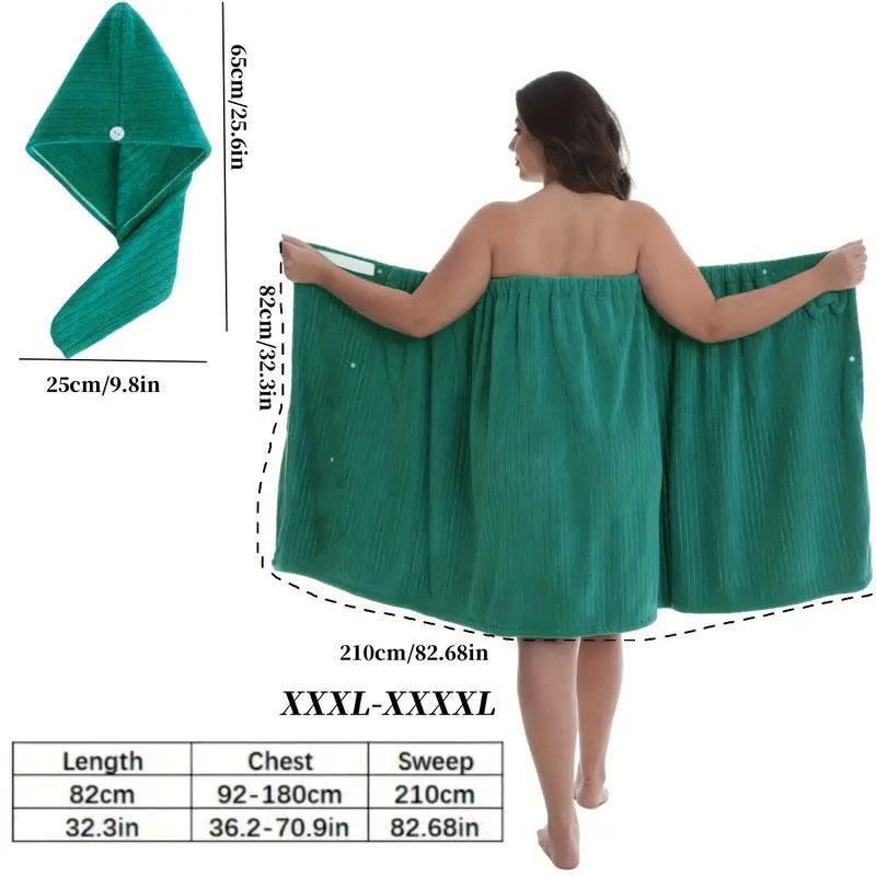 Women's Plus Size Xxl-Xxxxl Bathrobe Set, Lightweight Spa Robe, Adjustable Towel Wrap, Comfortable Body Wrap, Ideal for After Shower