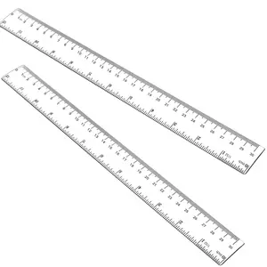 12 Inch Clear Plastic Ruler with Centimeter Millimeter and Inches Markings, Pack of 2