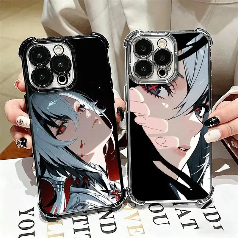 Genshin Impact Arlecchino Plating Smartphone Case, Anti-Fall Protection Cover for iPhone 17 Air, 16, 15, 14, 13, 12, 11 Pro Max Plus - Cellphone Handheld Devices Accessories