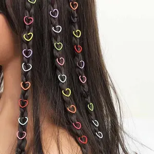 50PC Trendy Ins Dopamine Style Star & Heart Hair Accessories, Durable Metal Braiding Hair Cuffs, Delicate Cute Hollow Heart Hair Rings, Sparkly Decorative Hair Jewelry Ideal For Daily Outfits, Party And Stage Performance Hairstyle Styling