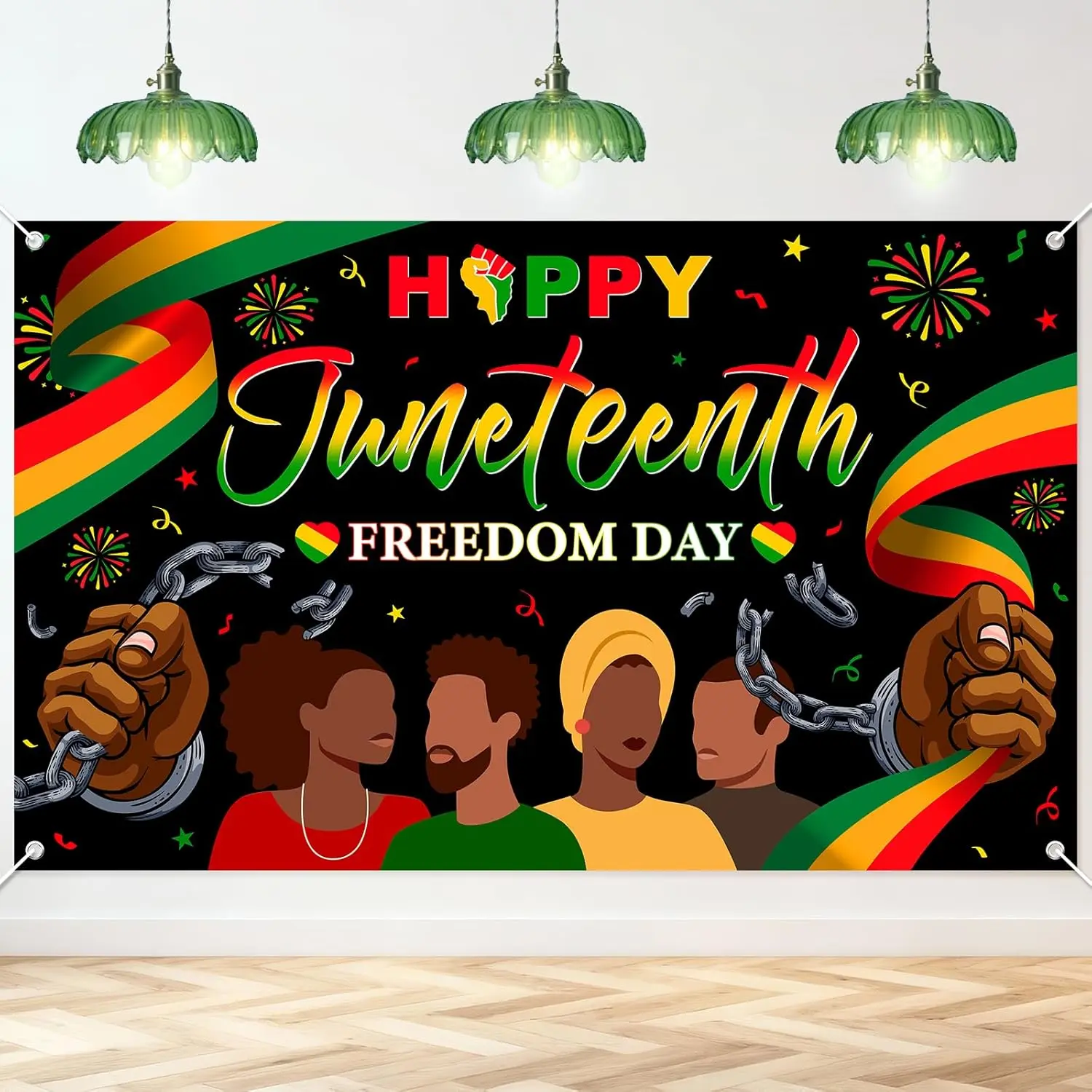 Juneteenth Cloth Banner - 40"x60" Skin-Friendly Customizable Multi-Size Lightweight Printed Indoor Tapestry, Draped Hangable African American Freedom Day Wall Decor (Home, Festive Party Supplies, Backdrops), Polyester