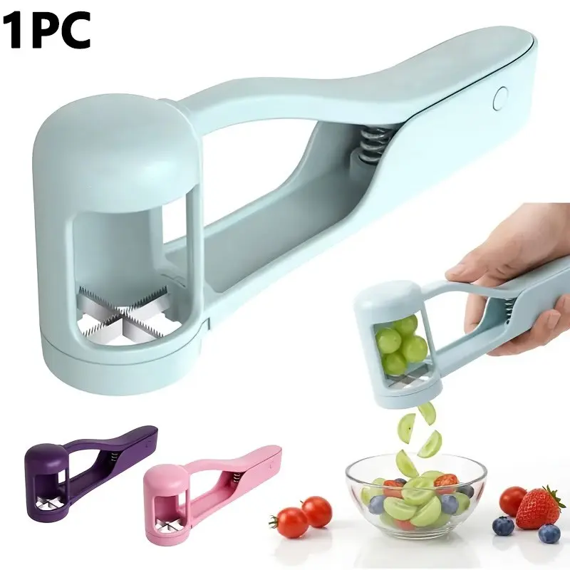 Rhino Grape Cutter, Stainless Steel Fruit Slicer, Cherry Tomato Strawberry Chopper, Salad Cake Decor Tool, Kitchen Small Appliance, Fruit Vegetable Cutter