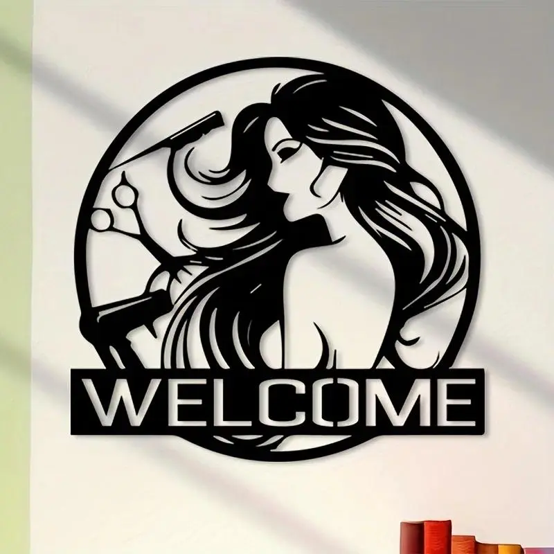 1pc Vintage Hair Stylist Metal Wall Art Retro Style Salon Home Office Hanging Decor Artwork For Hairdresser Barber Room Ornament