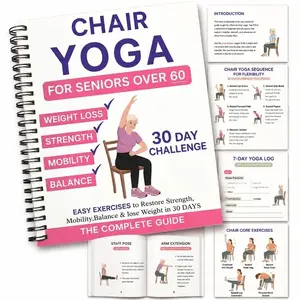 30 Day Chair Yoga Guide, Gentle Elderly Fitness Book for Seniors Over 60, Improve Strength Balance & Flexibility, Easy Home Sitt Yoga Poses