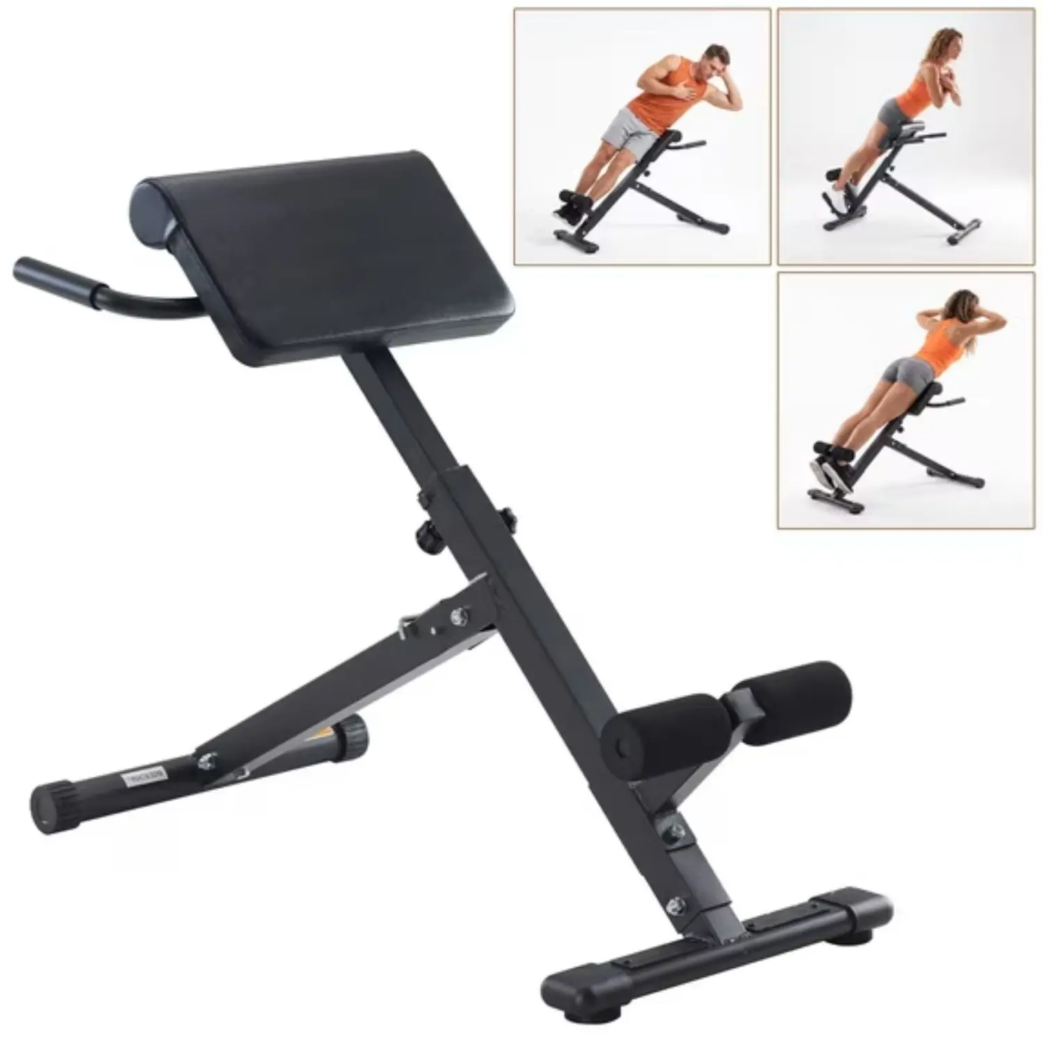 Roman Chair Hyperextension Bench, Adjustable Back Extension Workout Machine, Foldable Heavy Duty Frame for Glutes, Hamstrings and Core Training