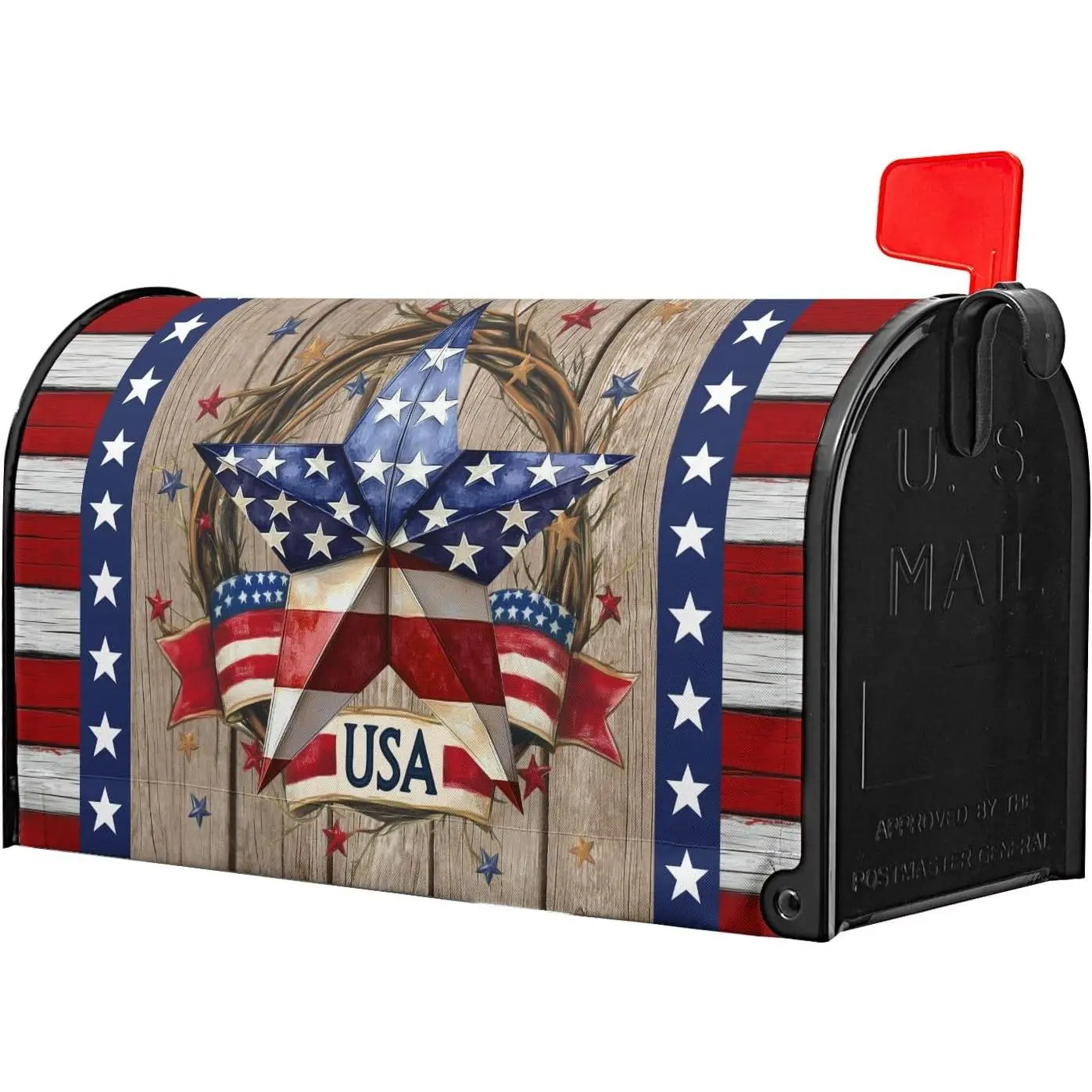 4th of July Independence Day Mailbox Cover Memorial Day Mailbox Covers 21 X 18 Inch Magnetic Standard Size American Flag Star Patriotic Wrap Post Letter Box Home Outdoor Yard Garden Decor