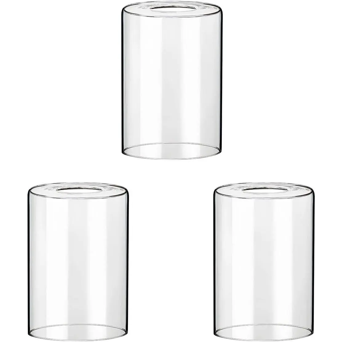 3 Pack Clear Glass Shade Covers Replacements, 5.5in Height, 3.9in Diameter, 1.65in Fitter, Clear Cylinder Glass Lamp Shade Replacement Globe