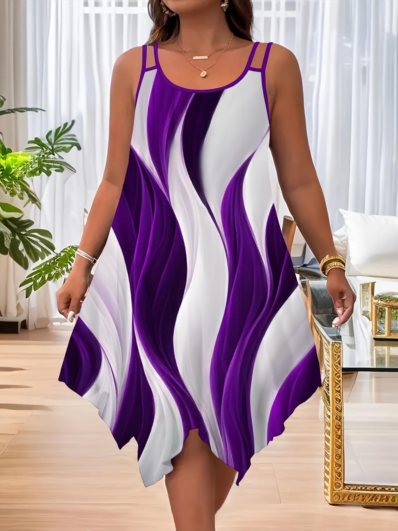 Plus Size All Over Print Asymmetrical Hem Cami Dress, Casual Sleeveless Double Spaghetti Strap Dress for Summer, Boho Fashion Sundress for Daily Wear, Womenswear Plus Size All Over Print Asymmetrical Hem Cami Dress, Casual Sleeveless Double Spaghetti Strap Dress for Summer, Boho Fashion Sundress for Daily Wear, Womenswear