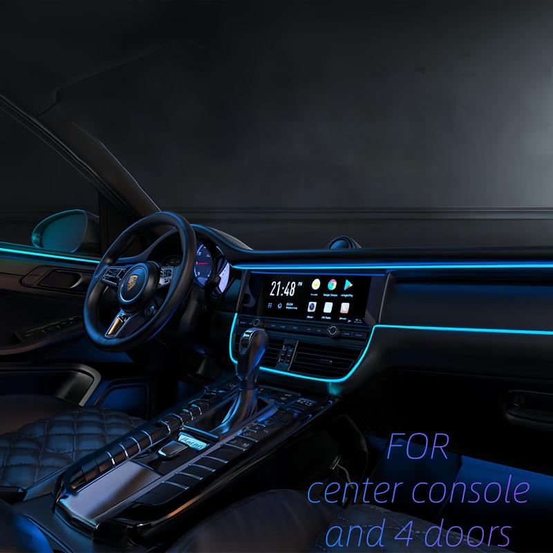 Car Interior LED Ambient Light, USB Environment Light Kit, Music Mode Neon Strip Light for 4 Car Doors & Center Console Decoration