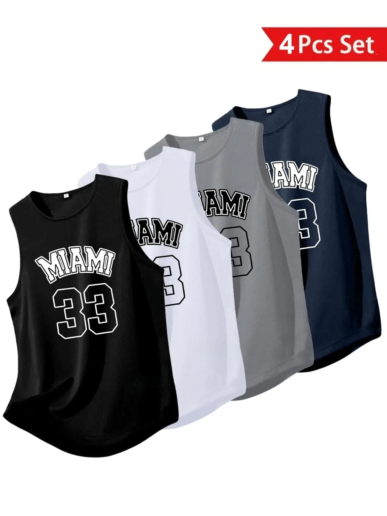 4-Pack Men's Polyester Micro-Elastic Breathable Muscle Tank Tops, Sleeveless Gym Tops, Sports Tank Tops, Durable Fitness Apparel for All Seasons, Suitable for Running, Gym and Workout