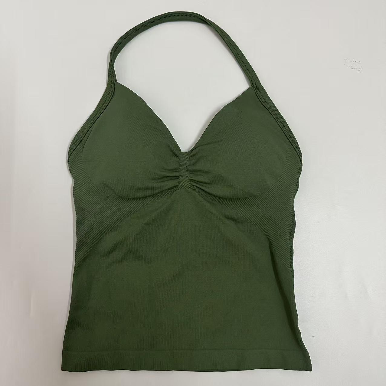 DFYNE Backless Fitness Tank Top with Built-in Bra Pads, Long Straps, and Elongated Cuffs for a Slimming Look, Ideal for Yoga Training.