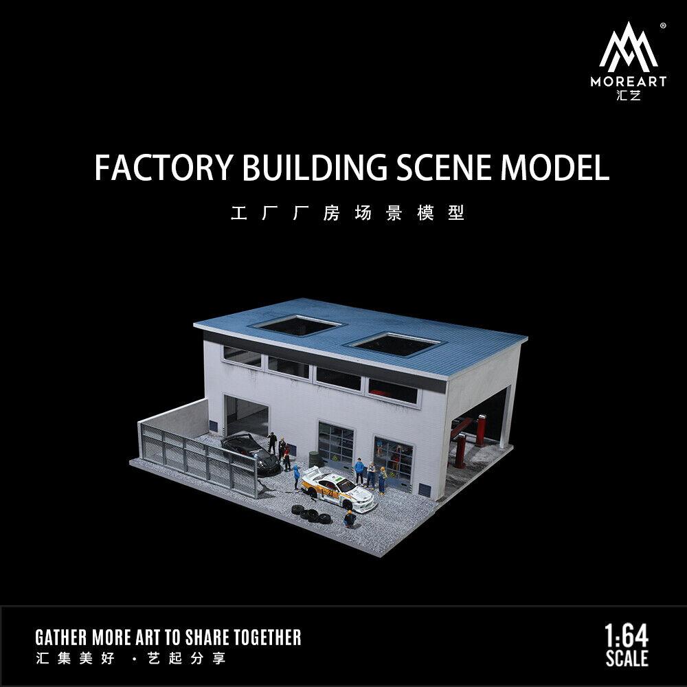Diorama 1/64 Scale Car Garage Model LED Lighting City Street View Factory Building Car Parking Lot Scene Display Model Collection Gift Toy