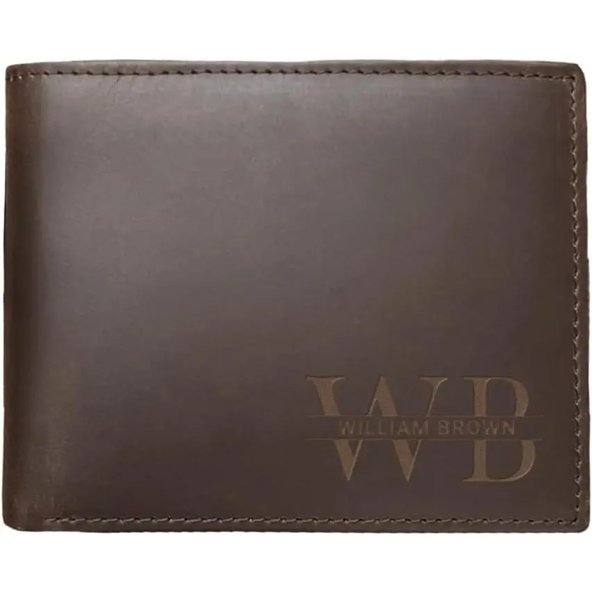 Custom Wallets for Men, Leather Wallets with Engraved Name, Personalized Gifts for Dad, Husband, Son, Boyfriend, Grandpa, Fathers Day Gift, Christmas Gifts, Valentines Day Gifts.