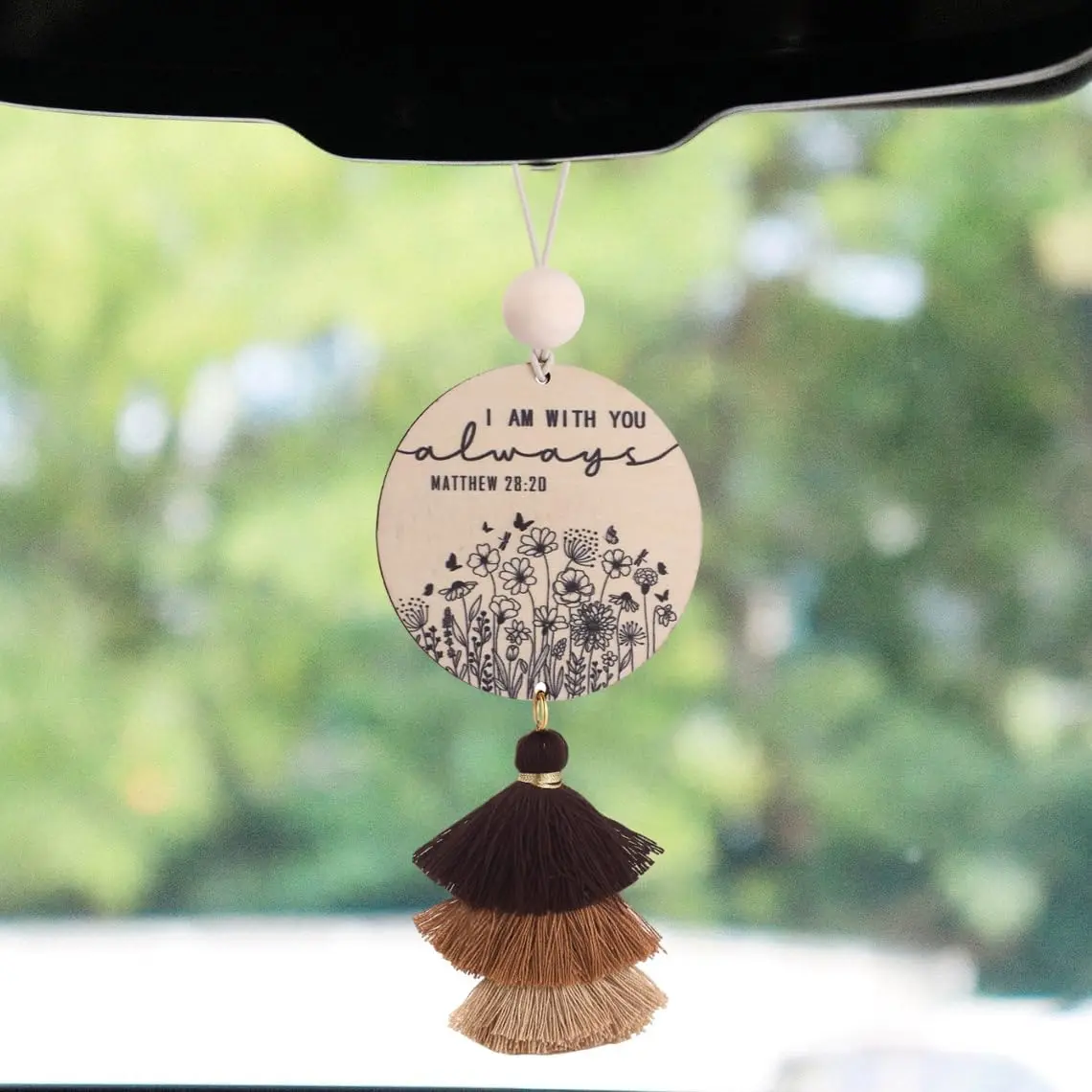 Christian  Charm Cute Rear View Mirror Accessories for Women | I am with You Always  Ornament,  Religious  Accessories Interior, Christian Gifts for Women Men