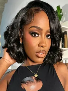 Anytime Boss Lady Style Loose Wig, 280% Density Moon Shape Part HD 5x5 Lace Brazilian Human Hair, Washable and Heat Styling, 12 Inch
