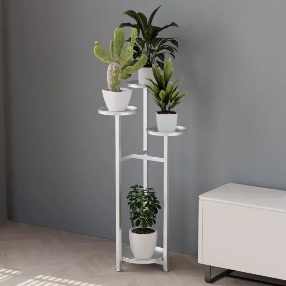 Modern Multi-Tier Gold Metal Plant Shelf - Tall Corner Display Rack with Anti-Slip Feet - Sturdy Steel Construction for Large Pots - Ideal for Living Room, Balcony, Patio