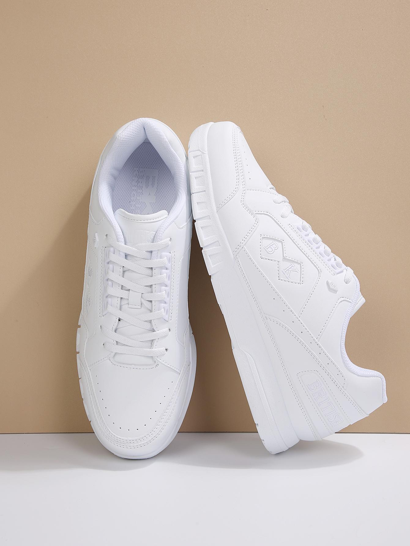 British Knights White Sneakers for Men Clean Minimalist Shoes for Daily Outfits, Casual Looks BK Everyday Trainers Sneakers for Work Affordable White Sneakers Men