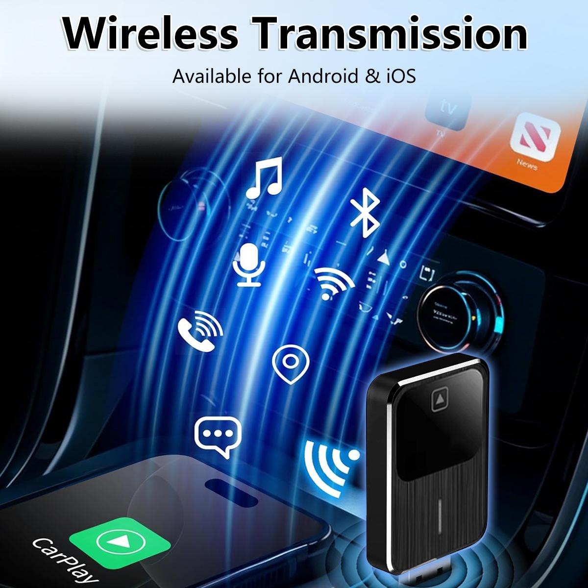 Wireless Apple CarPlay Adapter for both Apple and Android converts wired to wireless suitable for factory wired CarPlay cars from 2016+ Vehicle Auto Automotive Connectivity