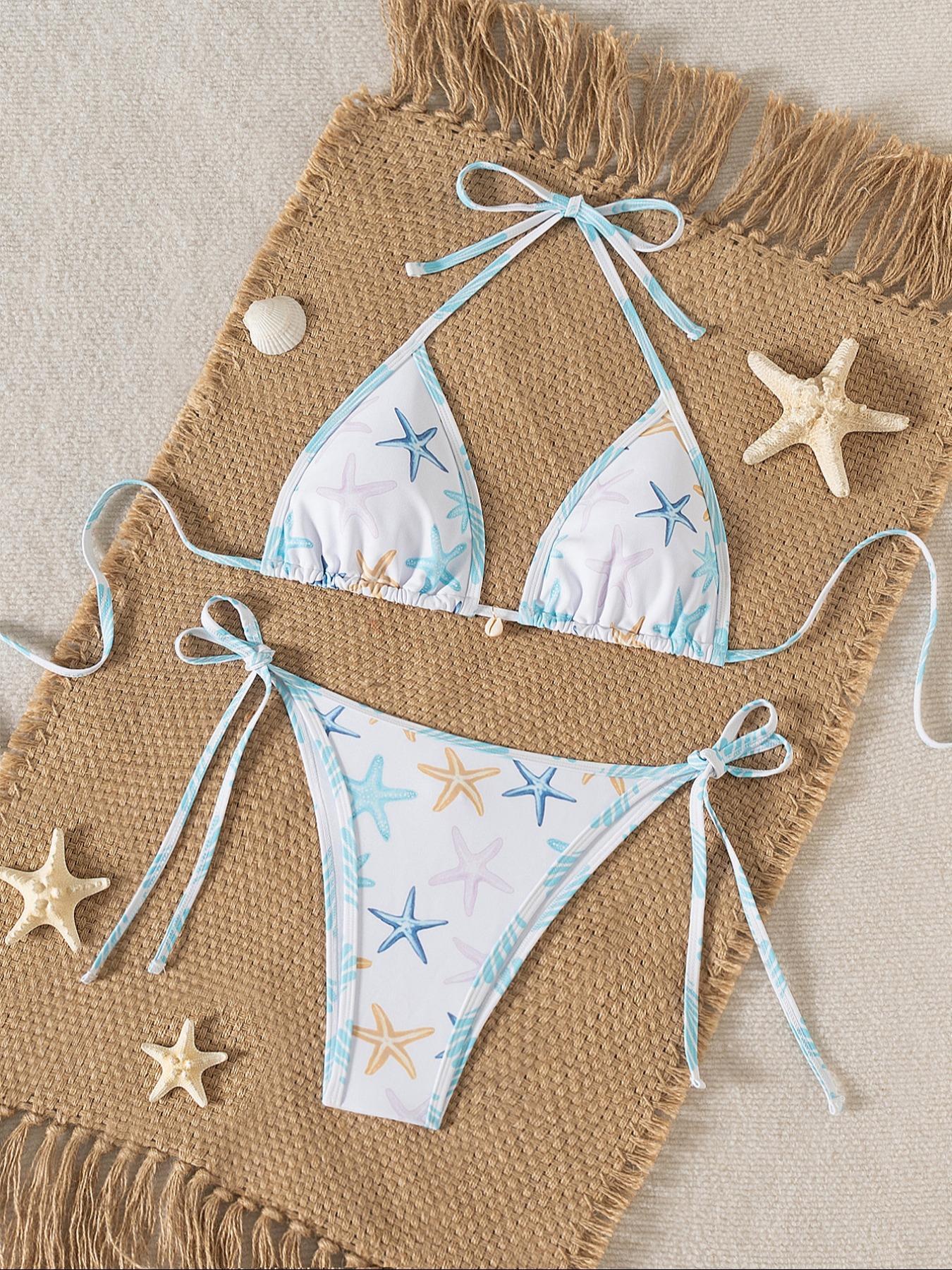 Two-Piece Set Women's All Over Floral Print Bikini Set, Casual Fashion Chic Swimsuit Set, Ladies Swimwear for Beach Holiday Vacation