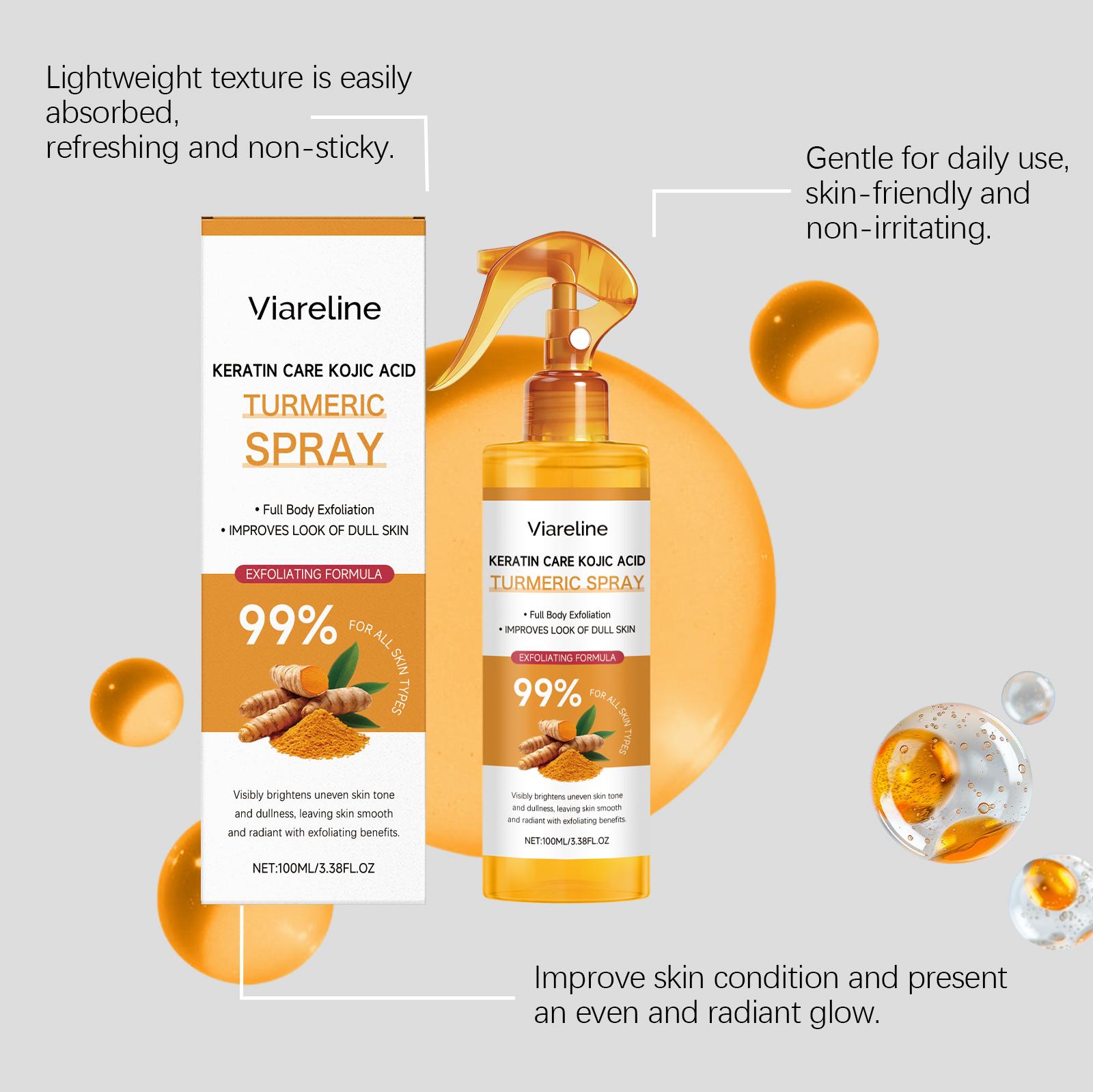 Dull Skin & Dark Spots Begone! ✨   Turmeric Spray with Kojic Acid & Keratin for Glowing Skin