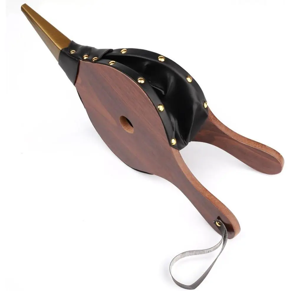 1PCS Brown Wooden Body Fireplace Bellows, 15" x 6.5" Outdoor Cooking Air Blower Fan, One-Piece
