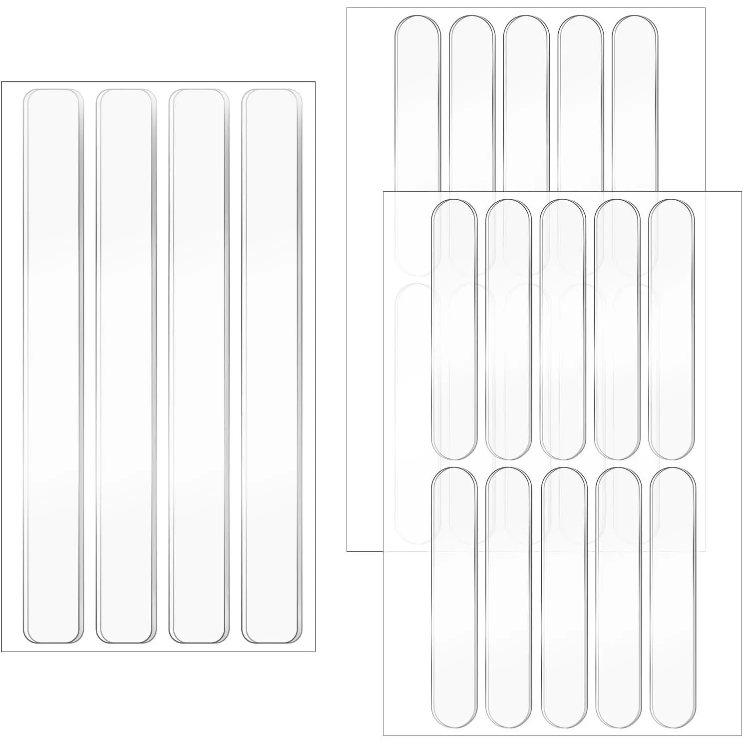 24 count Clear Door Wall Bumpers Strips, Clear  Protector Strips, Self Adhesive Cabinet Door Bumpers, Transparent Sound Dampening Buffer Pads for Drawers, Table Tops, Toilet Covers,Table Corners