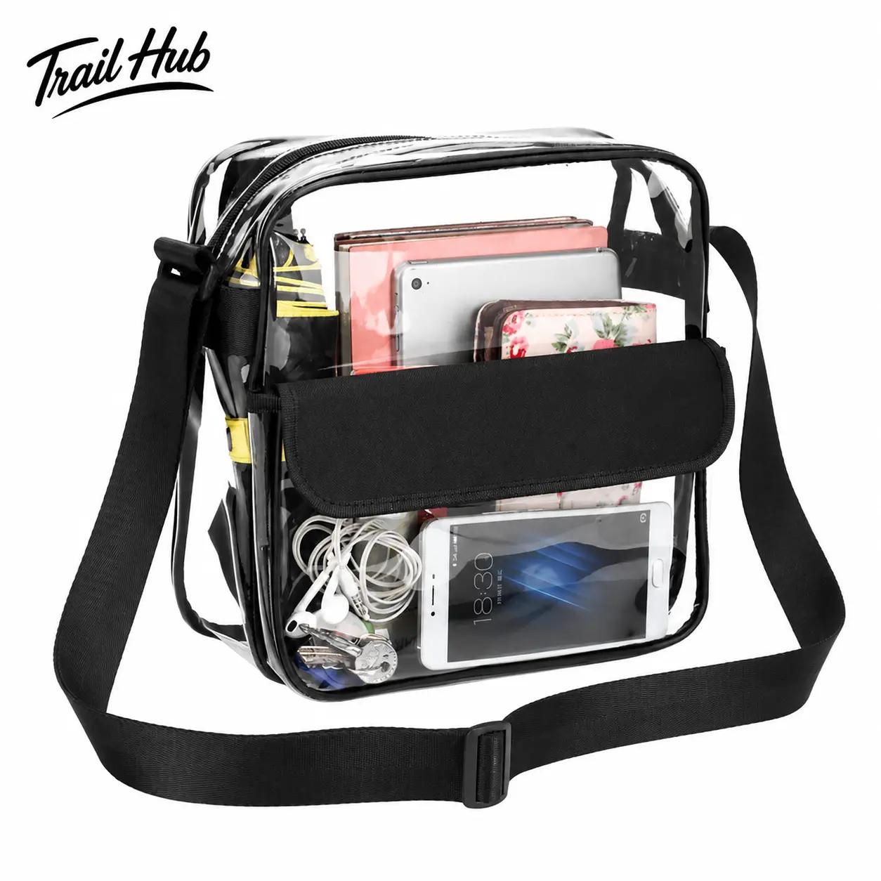 Large-Capacity Transparent PVC Shoulder Messenger Bag for Travel, Beach, Gym & Daily Use – Lightweight, Water-Resistant, Easy-Clean Storage Solution with Adjustable Strap and Spacious Main Compartment