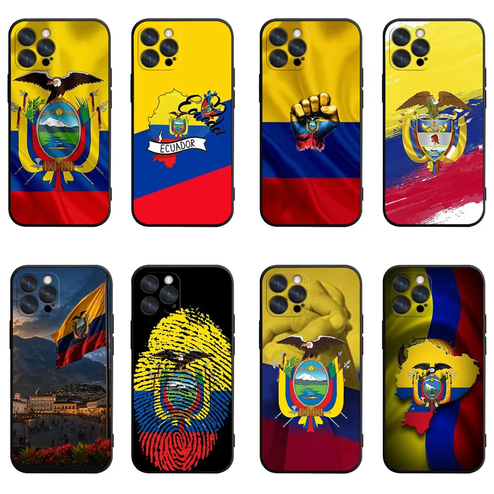 Ecuador National Flag Phone Case, Four-Corner Shockproof Lens Bumper Cover Compatible With iPhone 11/12/13/14/15/16/17 & Samsung Galaxy S23/S24/S25/S26.