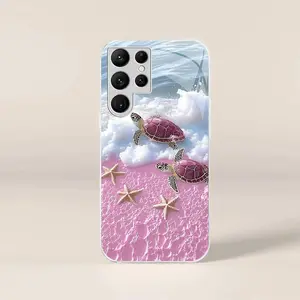 Compatible with  S22 Ultra 5G,Transparent Bumper Phone Case, Tropical Island & Ocean Pattern for Daily Use HNL0168