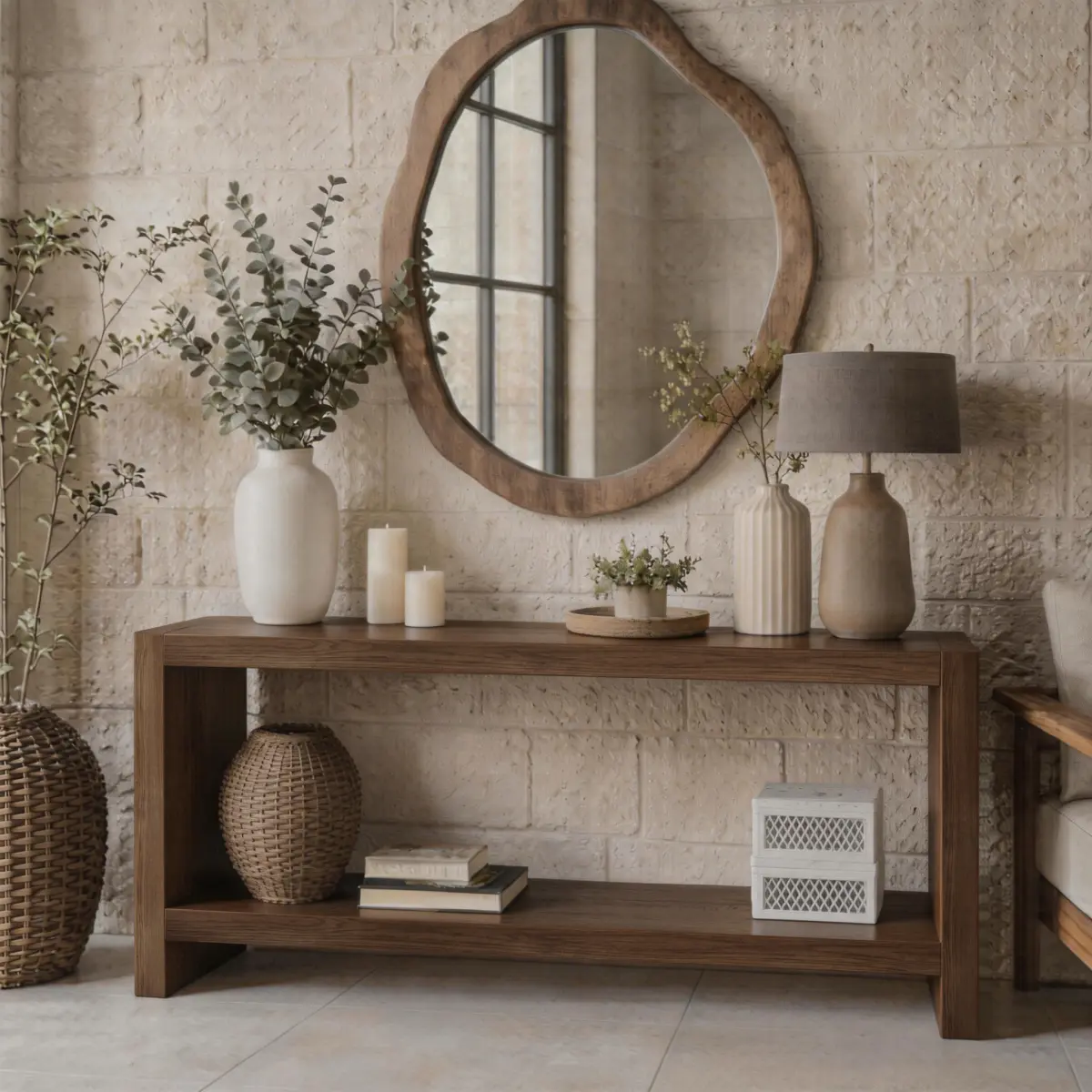 63-in Farmhouse Wooden Console Table - Double-Layer Entryway Table with Storage Organizer, Leg Base, Rustic Finish, Includes Hardware, Suitable for Living Room, Corridor