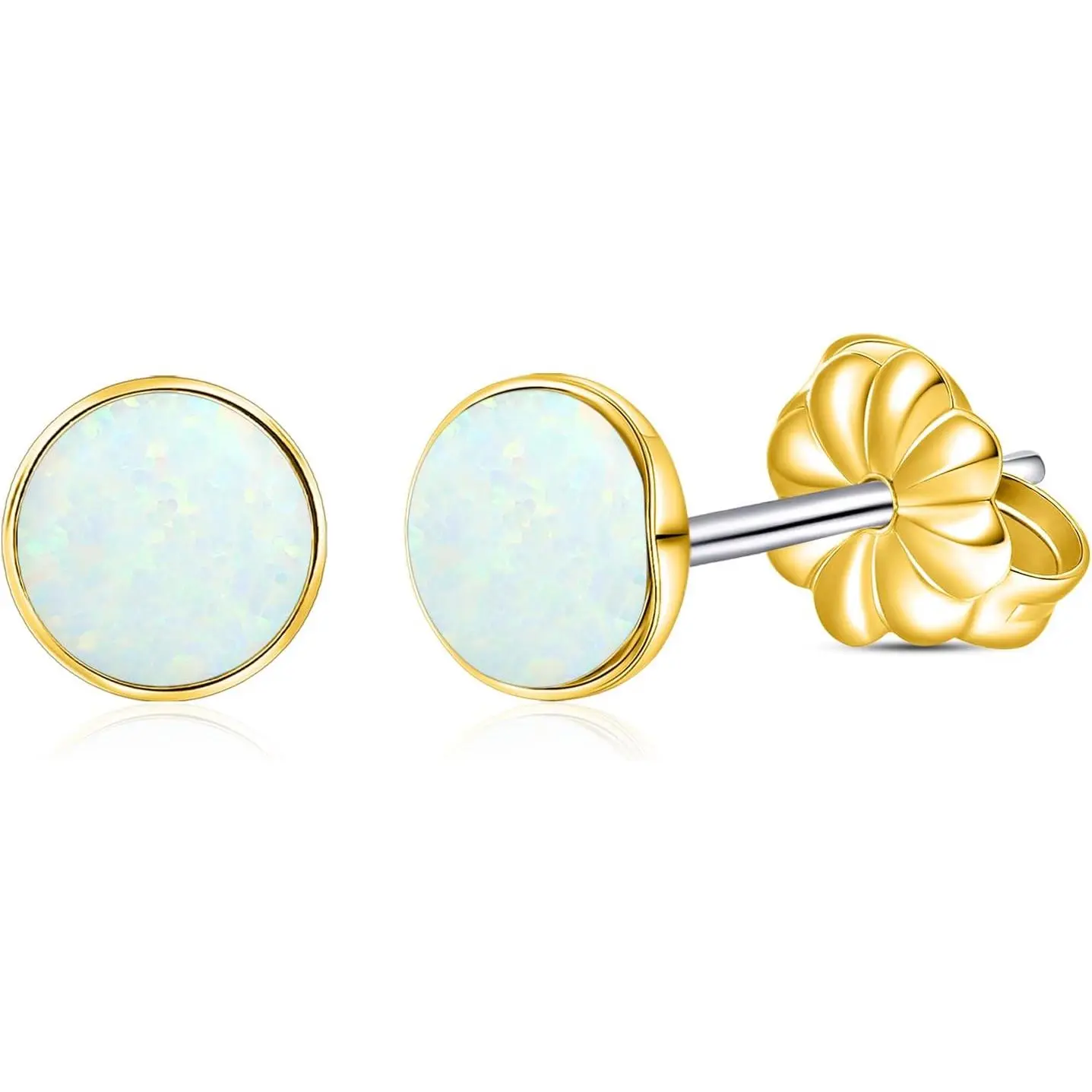 Titanium Earrings, White/Blue/Black Opal Stud Earrings, F136 Implant Grade|Suitable for  Ears of Both Men and Women