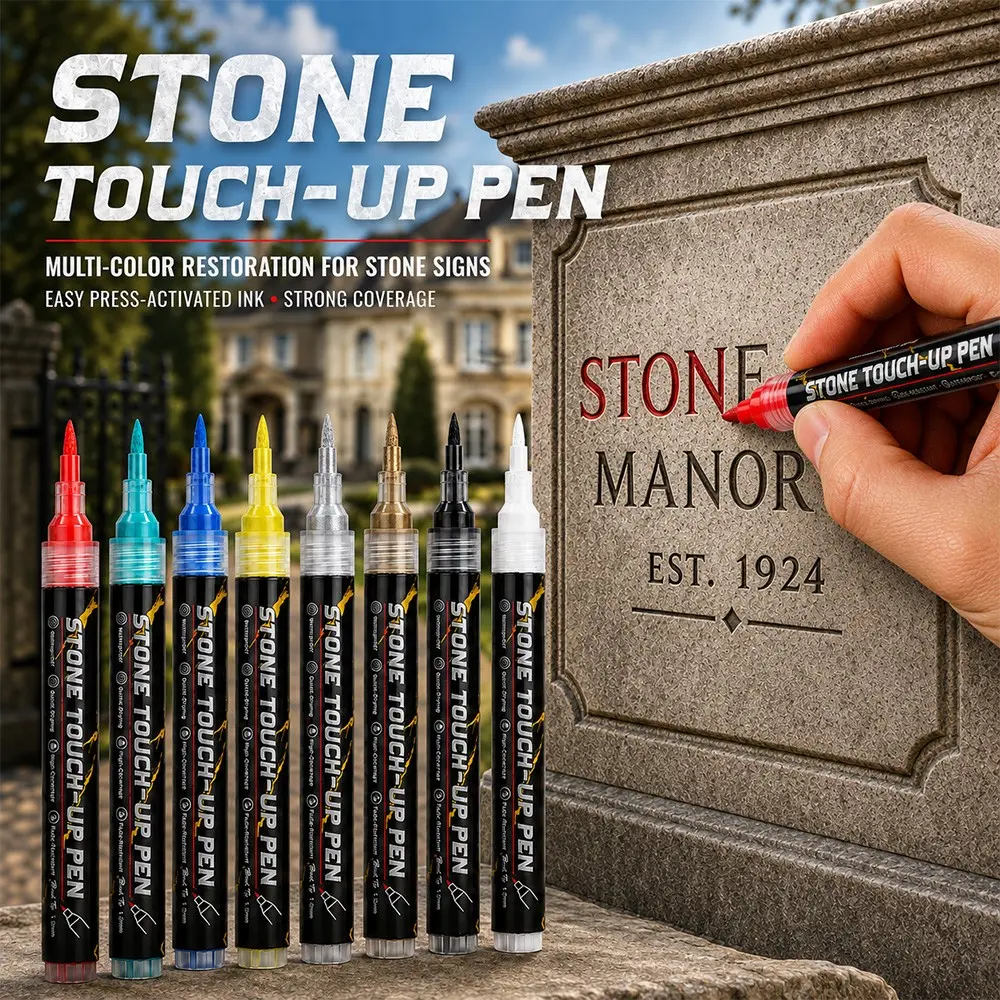 12pcs Grave Marker Markers, Restore Faded Text on Granite, Weatherproof, Quick-Dry Oil-Based Fine Tip, Cemetery Maintenance, Marble Tile Color Repair