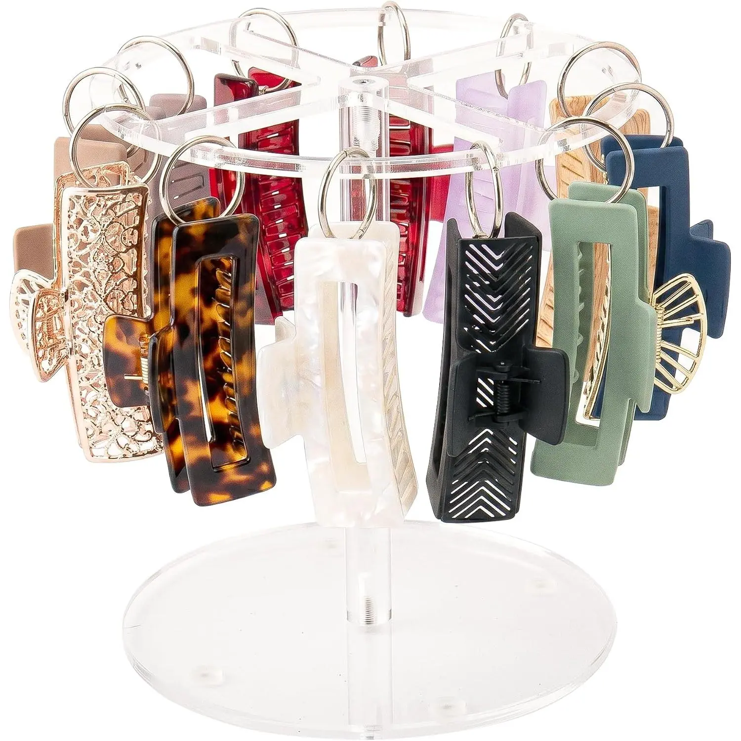 Claw Clip Organizer Rack, Clear, Large Capacity Hair Accessories Storage Holder for Bathroom, Bedroom, Dresser