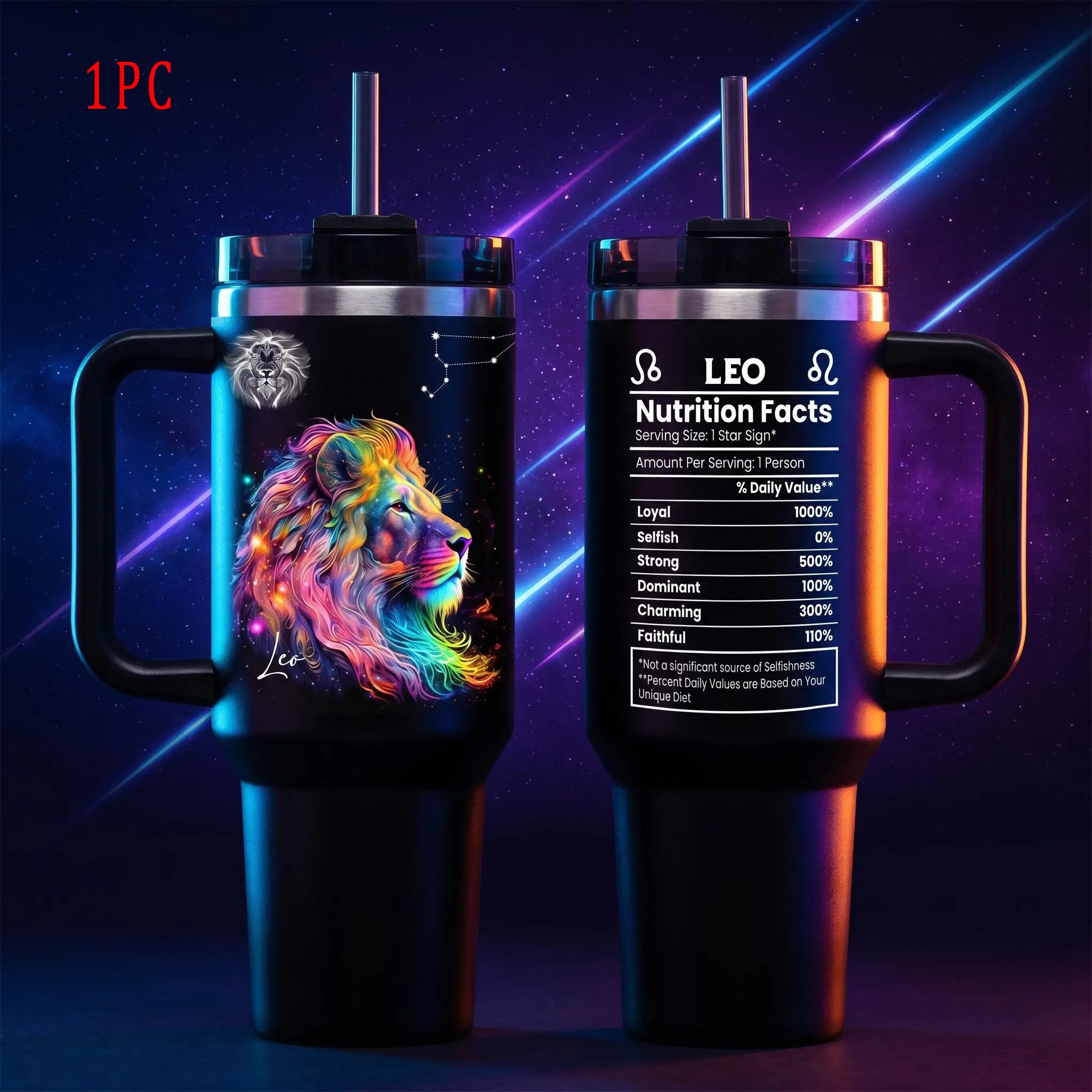1pc/40oz/1100ml/Zodiac Cup,Double Wall Insulated Stainless Steel Tumbler With Lid And Handle,Coffee Travel Mug,Astrology Coffee Tumbler,Constellation Tumbler,Horoscope Constellation Zodiac Gifts for Women and Men,Birthday Gifts,Christmas Gifts