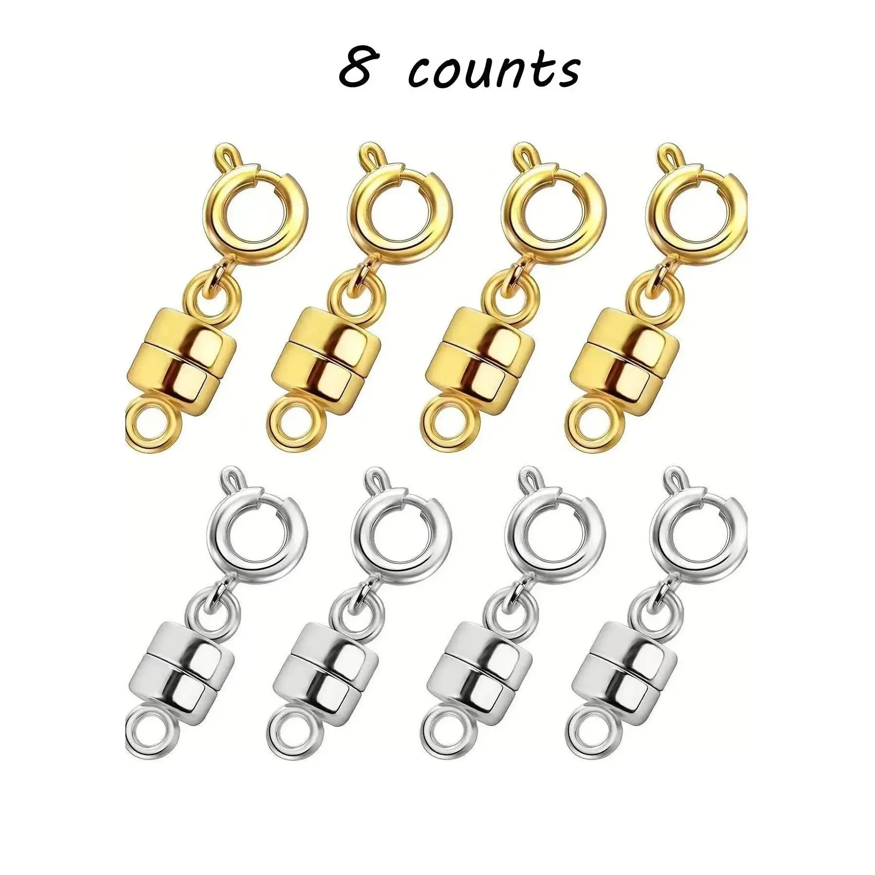 8pcs Magnetic Necklace Clasps And Closures with Lobster Clasp, 14K Gold Plated & Silver Plated Magnetic Jewelry Clasps for Bracelet and Necklaces, DIY Jewelry Accessories