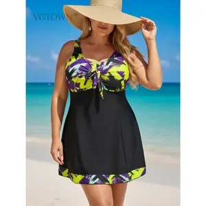 2026 New Plus Size 8XL 10XL Women's Sexy Printed Split Large Size Swimsuit (Two Piece) Tankini Set Printed Beach Swimsuit Women