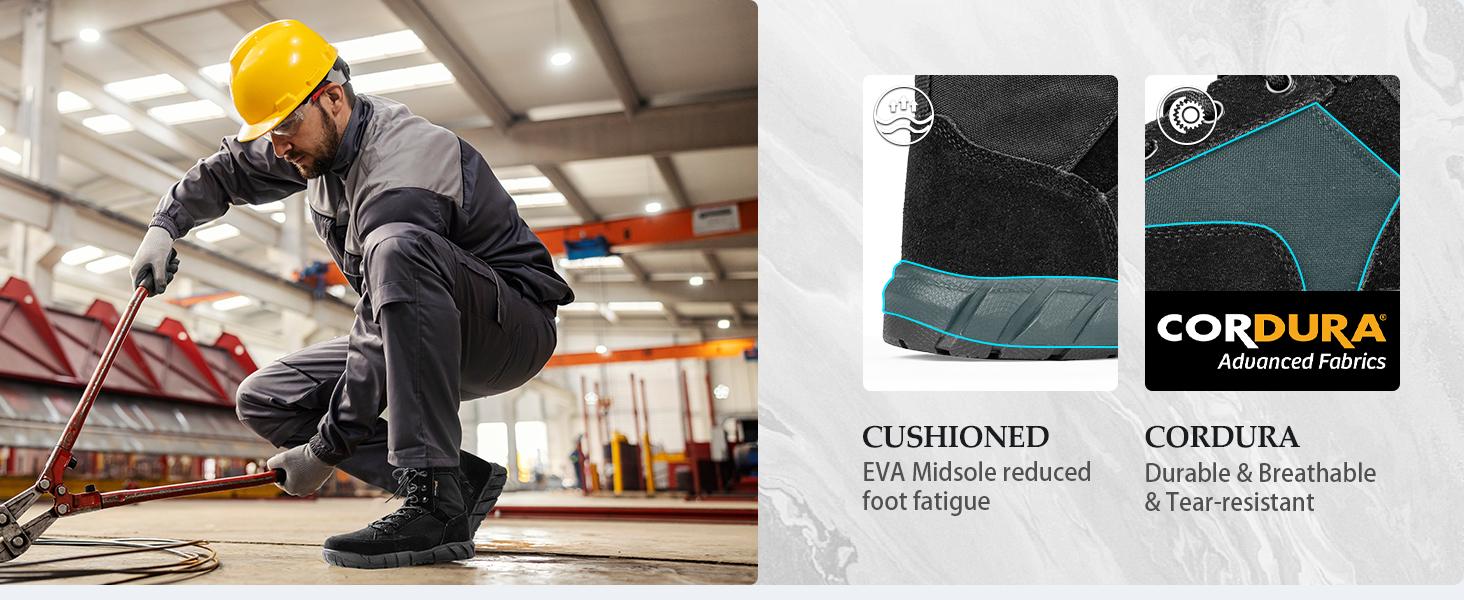 FREE SOLDIER Men's Tactical Boots 8 Inches Lightweight Combat Boots Durable Suede Leather Military Work Boot Desert Boot