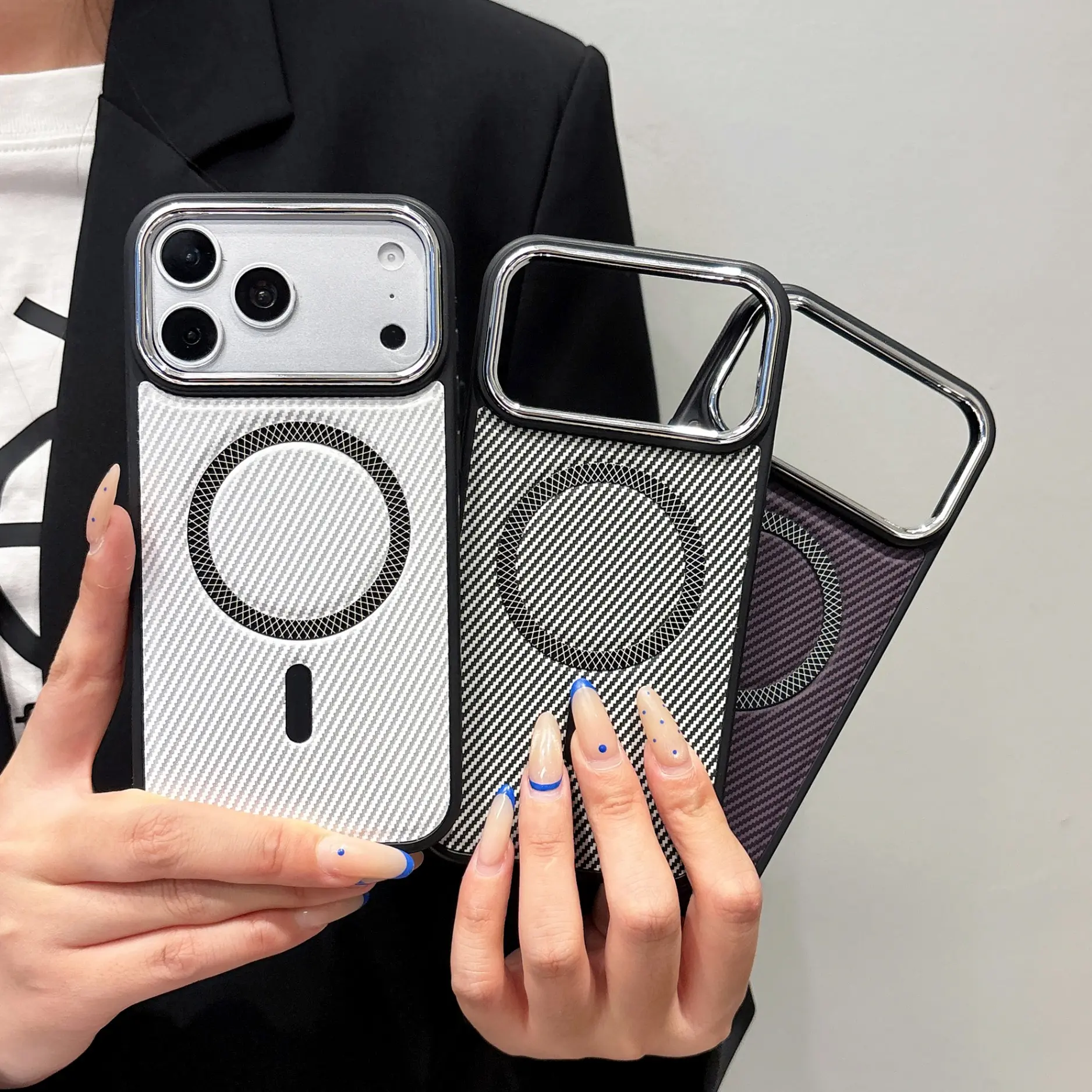 New Color Contrast Woven Texture Magsafe Magnetic Ultra Thin Shockproof Unisex Phone Case Compatible With iPhone 13 14 15 16 17 Pro Max Anti Slip Trendy Protective Cellphone Shell