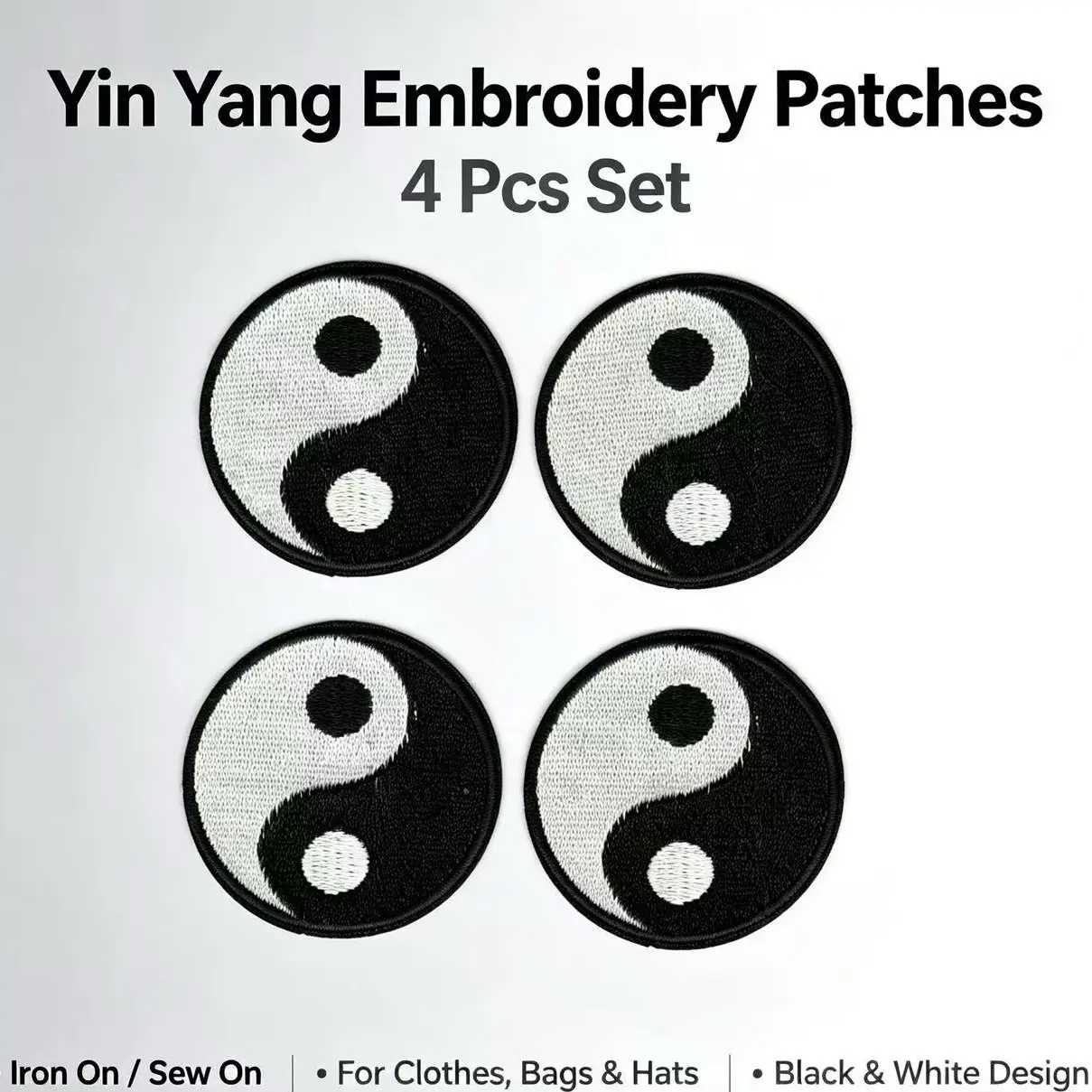 I Ching embroidery fabric patches – fun designs – easy to sew or iron, durable fabric badges suitable for personalizing jackets, bags, and more