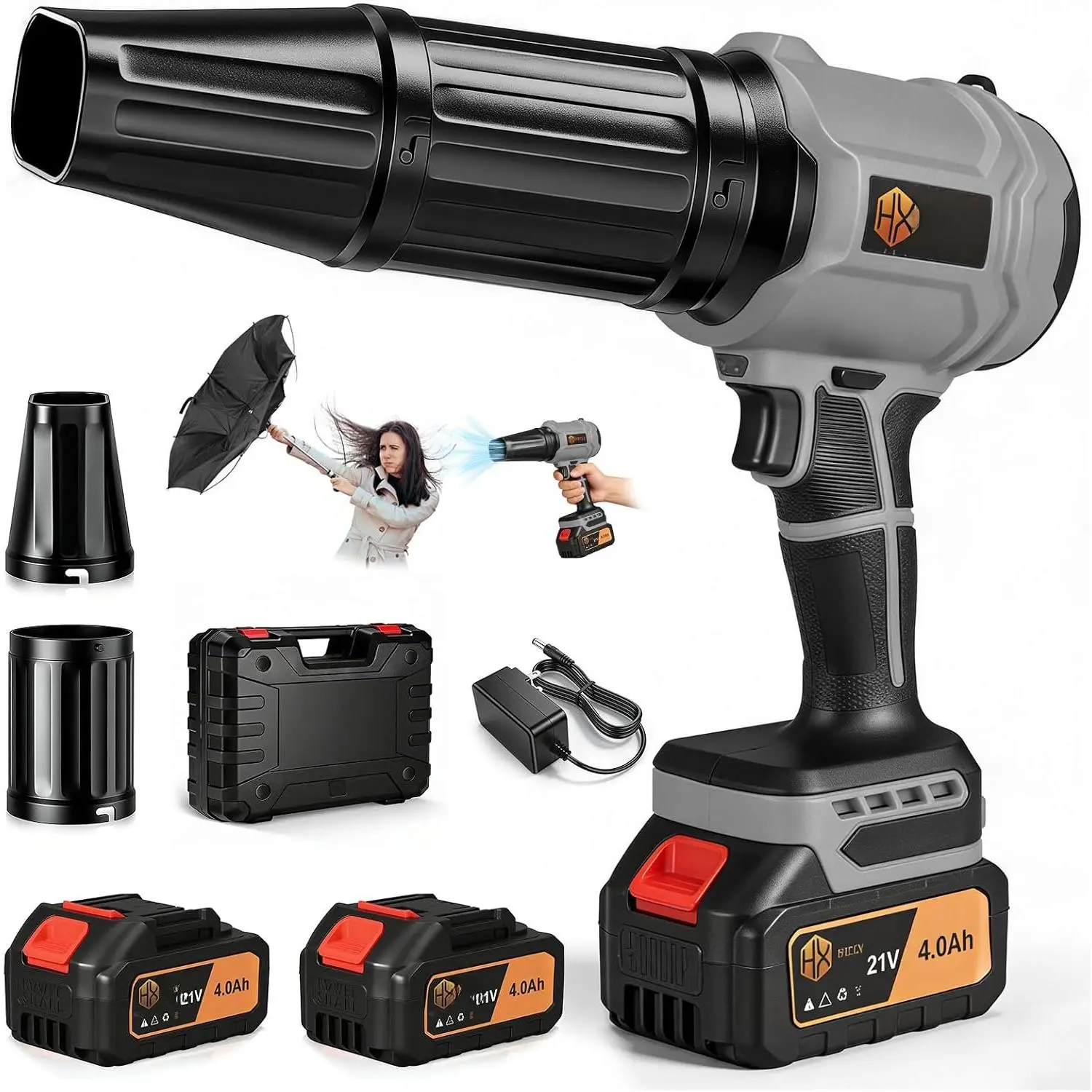 Leaf Blower Cordless, Snow Blower Cordless with  and Charger,  Dryer Air Blower, Handheld Leafs Blower Dryer Air Blowers for Patio Cleaning, Gray