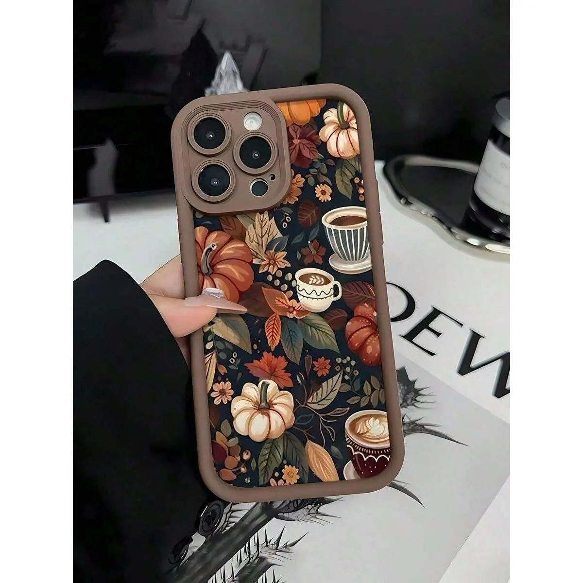 Autumn Pumpkin & Coffee Cup TPU Handheld Devices Protective Case - Shockproof, Shock-Absorbent Accessories for Women, Unisex Phone Protection, Compatible with iPhone 11 Pro,12,13,14,15,15 ProMax,16,16 ProMax,17,18