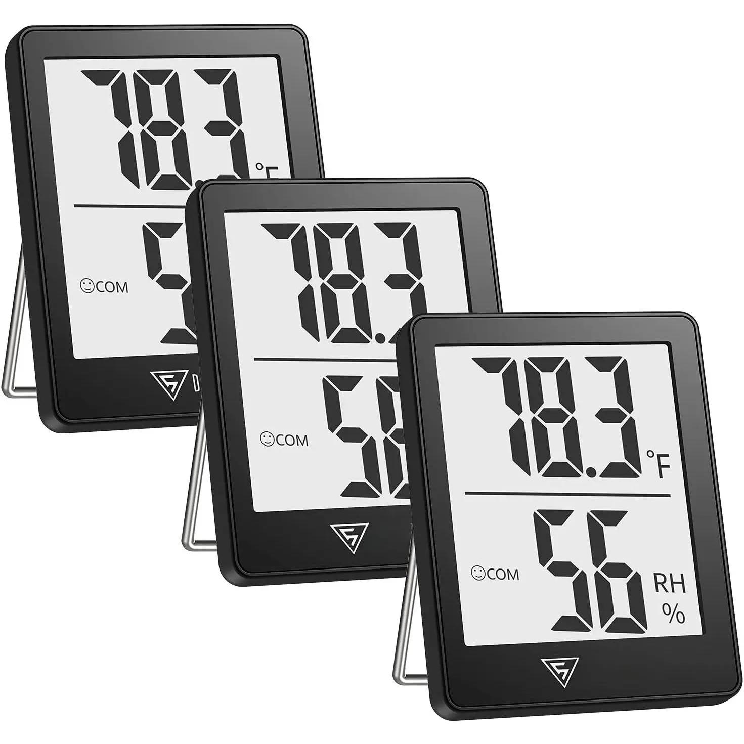 Digital Hygrometer Indoor Thermometer 3 Pack, Room Thermometer with 5s  , Accurate Humidity Meter Temperature Sensor for , Bedroom,  Room, Office, Greenhouse, Cellar (Black)