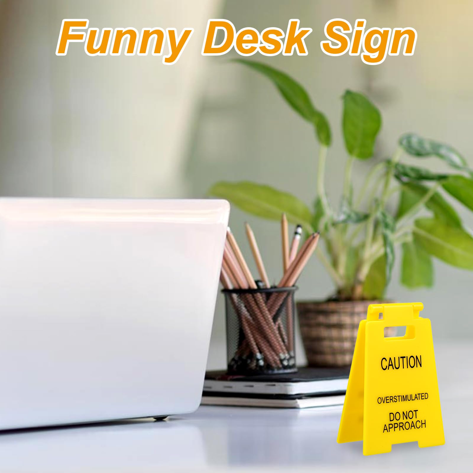 Caution Overstimulated Desk Sign, 3D Printed Funny Warning Sign, Home Office Decor Gag Gift for Coworker Teammate Employee